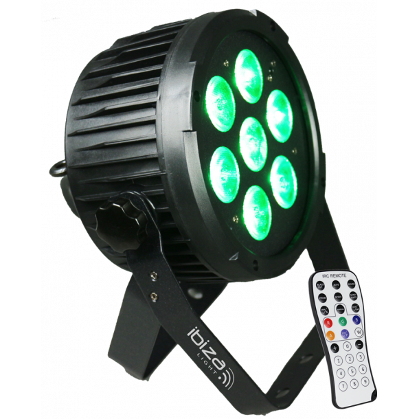 IBIZA DMX-CONTROLLED LED PAR CAN 7X 12W RGBWA-UV 6-IN-1
